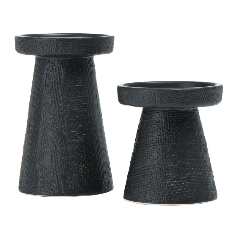 Main + Mesa Stoneware Pillar & Taper Candle Holders, Set of 2 - Image 1